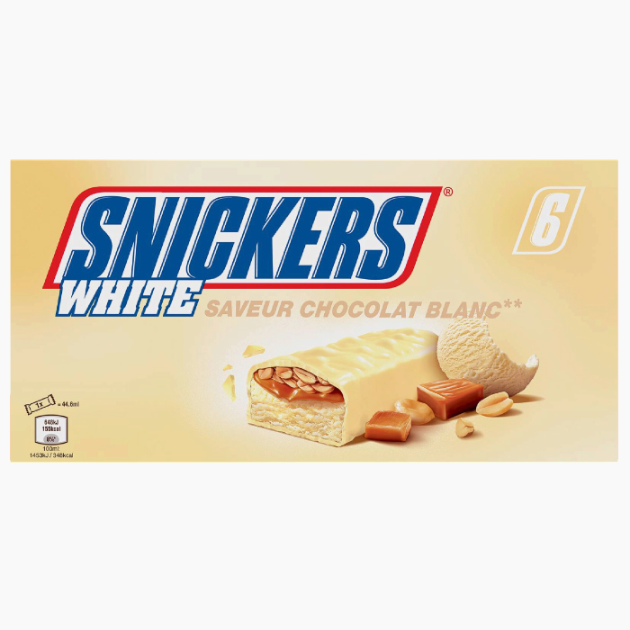 6 Snickers chocolat blanc
